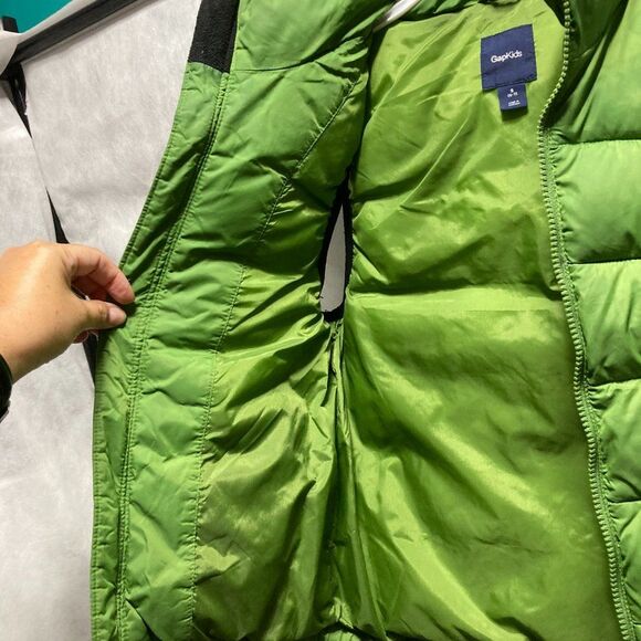 GAP Kids Bright Neon Green Zippered Puffer Jacket Vest Unisex Small - Picture 9 of 14
